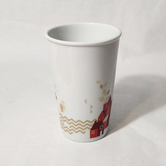 STARBUCKS HOLIDAY COFFEE MUG TEA CUP XL TALL CHRISTMAS RED WHITE SNOWFLAKE 2013 - Picture 2 of 6